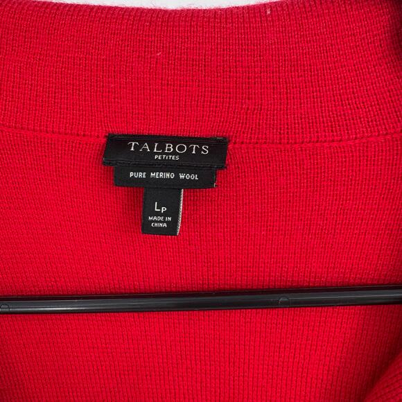 Talbots Petites Red 100% Merino Wool Cardigan Blazer Size LP Business Casual - Picture 3 of 9